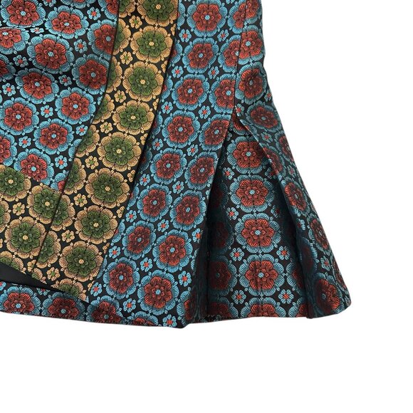 Saloni Maxima Brocade Jacket Turquoise Floral US 8 (No Belt) - Picture 5 of 15